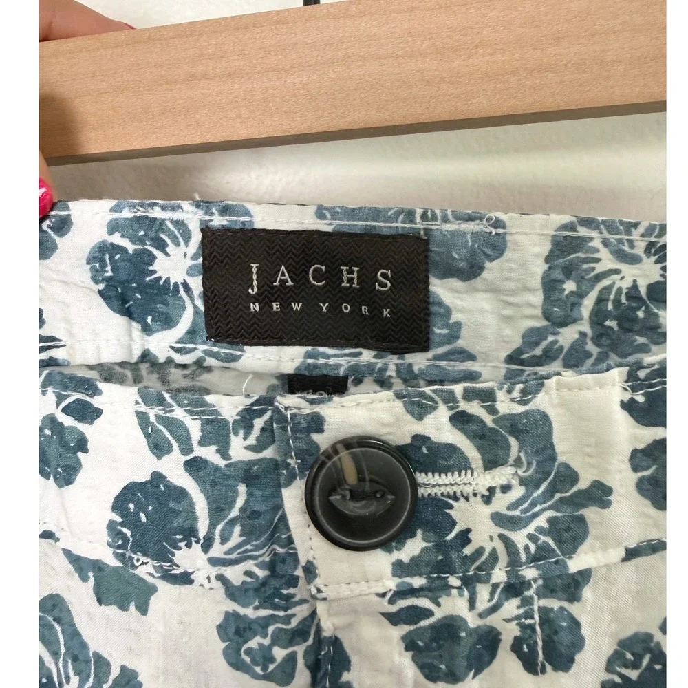 Jachs NY Mens White Blue Floral Seersucker Summer Weight Shorts Size 40 K031-151